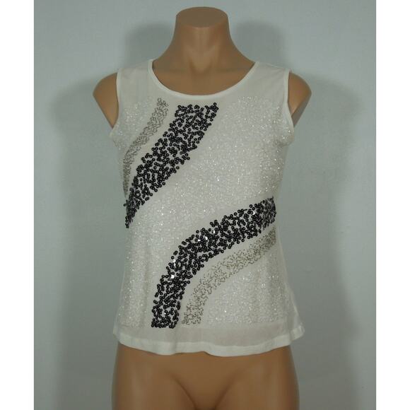 LUCKY FASHION Beads Embellished Nylon Sleeveless Top - Picture 1 of 5